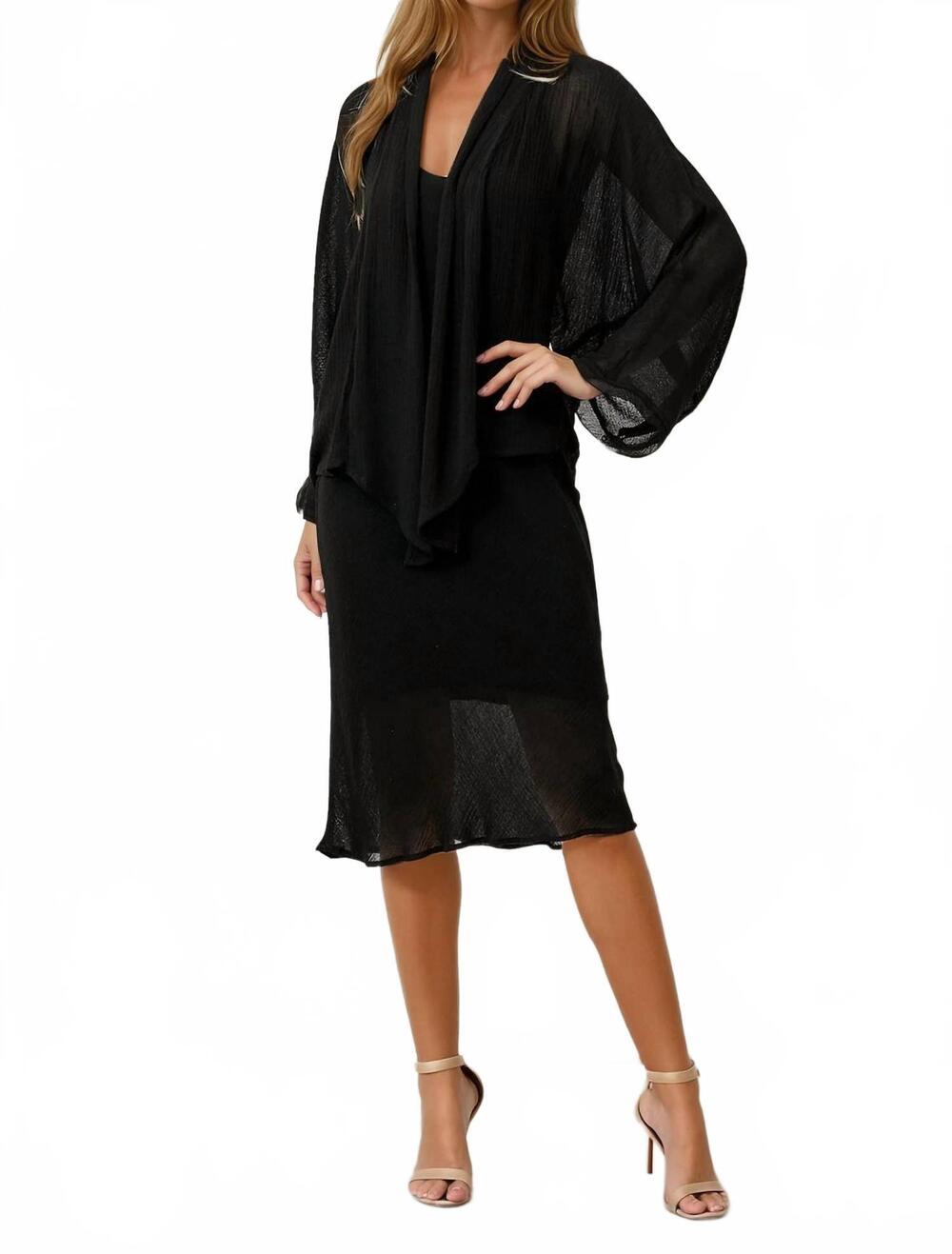 NEW MAVEN WEST tie front kimono in black
